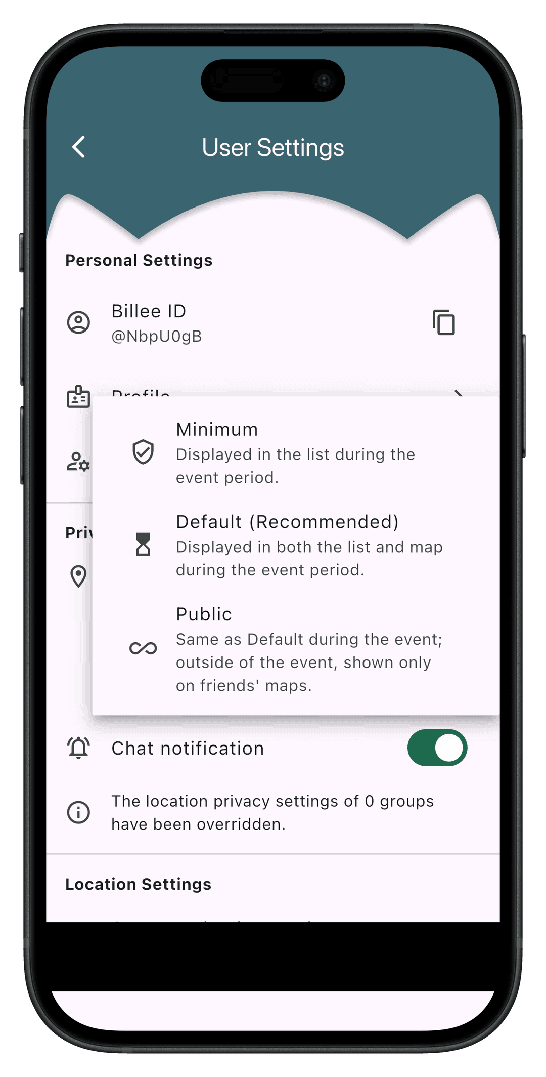 Picture of the ロケーションプライバシー
